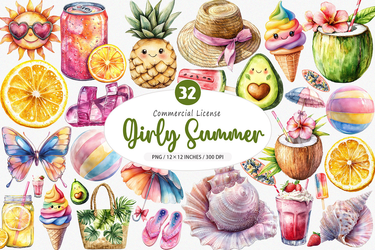 Girly Cute Summer PNG, an Illustration by SinaCreation (Photo 1 of 5)