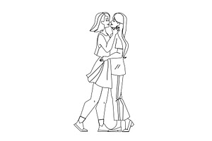 Lesbian Couple Kiss And Embrace