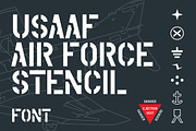 USAAF Air Force Stencil Font, a Sans Serif Font by theungsys (Thumbnail 1 of 3)