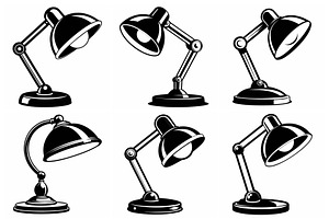 Vintage Desk Lamps Vectors, an Object Graphic by Billah Hub