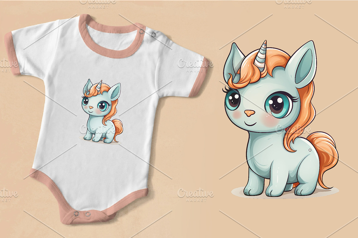 Big bundle of Cute unicorns. TShirt, an Animal Illustration by KENO Mascots (Photo 5 of 10)