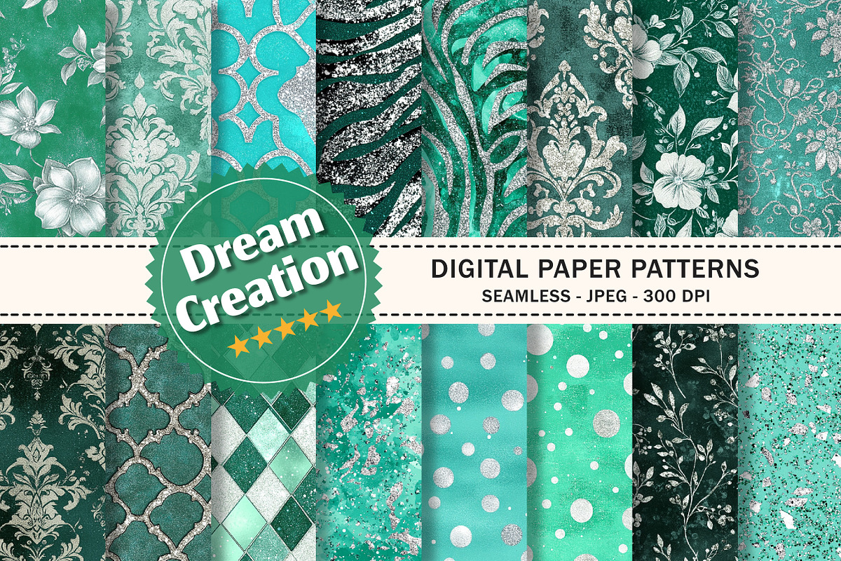 Mint Green Silver Glitter Texture, a Texture Graphic by Dream Creation (Photo 1 of 7)