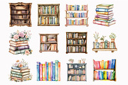 Watercolor Bookshelf Clipart, an Illustration by Design Market (Thumbnail 4 of 4)