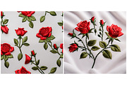 Embroidered Flowers Rose Background, a Background Graphic by IrySha (Thumbnail 3 of 8)