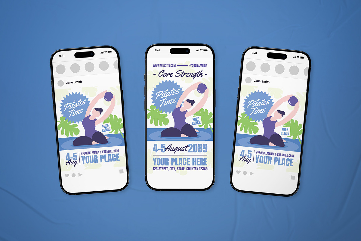 Pilates Class Flyer Set, a Flyer Template by The Good Store (Photo 2 of 2)