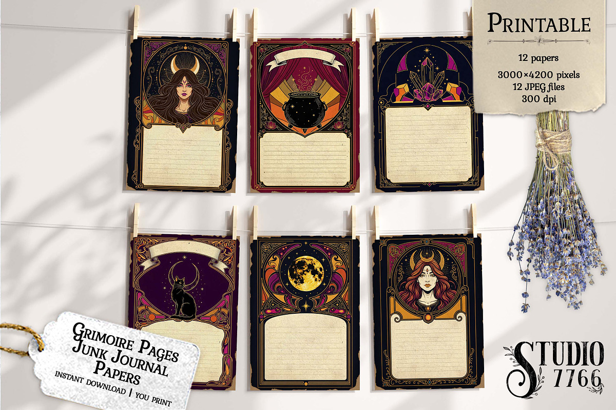 Grimoire Pages Junk Journal Papers, a Graphic by Studio 7766 (Photo 3 of 3)