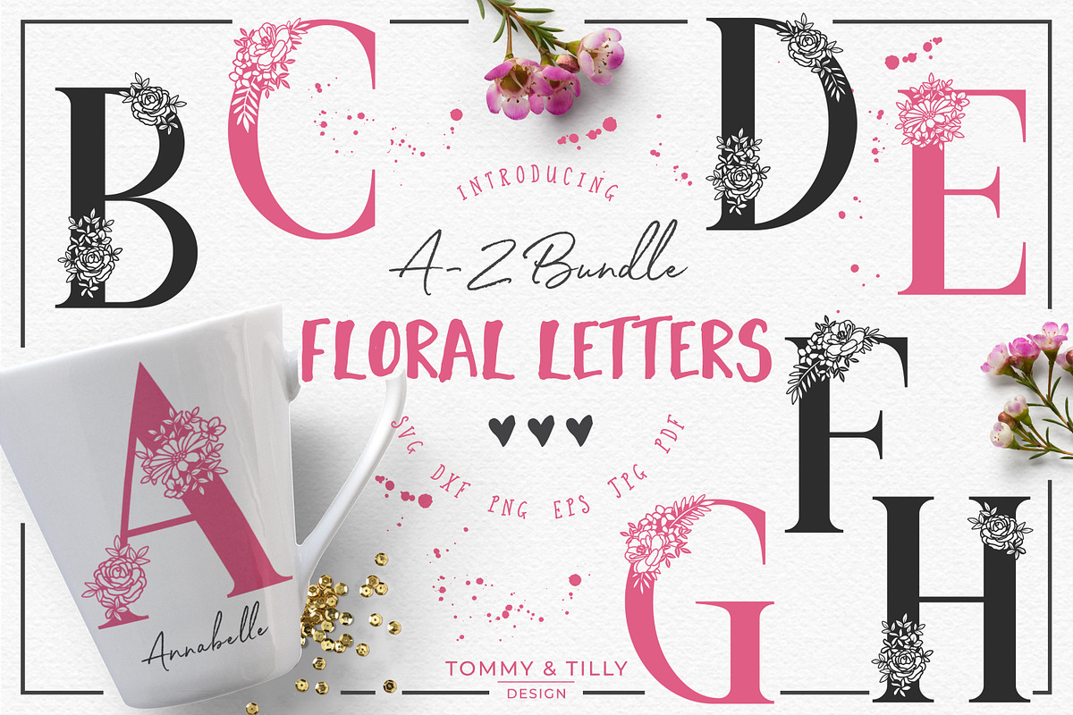 A-Z Floral Letters -Cut File Clipart, an Object Graphic by Tommy & Tilly Design (Photo 1 of 7)