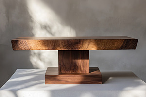 Podium made by brown wood on white background, an Abstract Photo by AlyaAnd