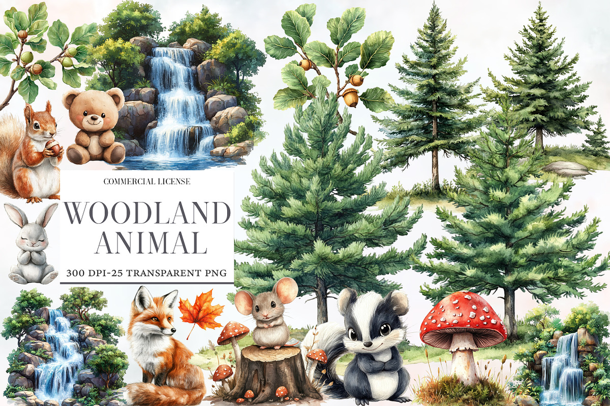 Cute Woodland Animal Clipart, an Illustration by Designworld (Photo 1 of 6)