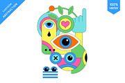 Geometric Cartoon Abstraction, a Decorative Illustration by KENO Mascots (Thumbnail 2 of 3)