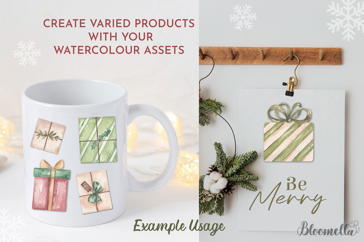 Watercolour Christmas Gifts Presents, an Object Graphic by Bloomella (Photo 4 of 6)