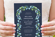 Greenery Foliage Frame on Blue, an Invitation Template by Inkpower (Thumbnail 4 of 7)