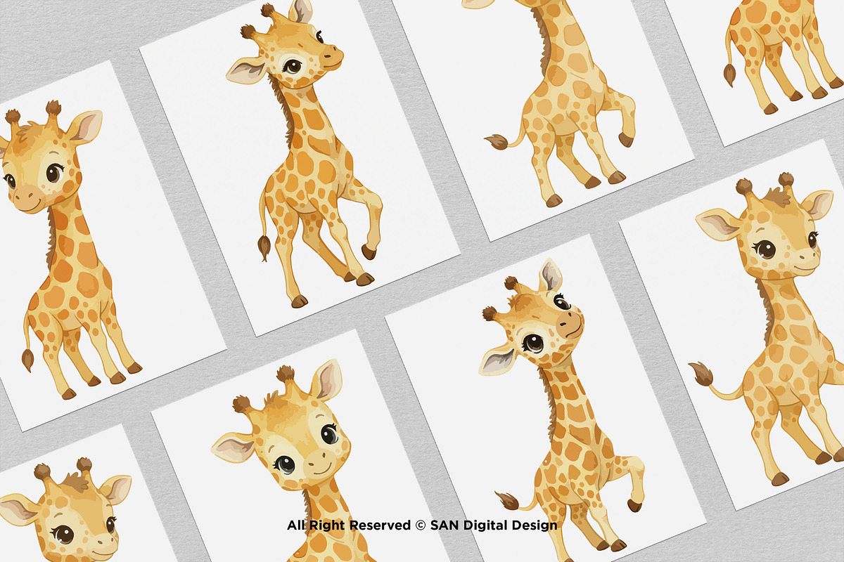 15 Bundle Watercolor Giraffe Yellow, an Animal Illustration by Morspective (Photo 3 of 8)