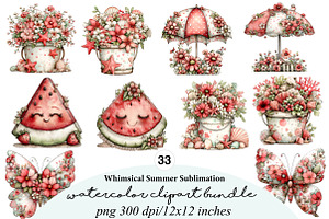Whimsical Summer Sublimation Clipart, an Illustration by Digital Artistic99