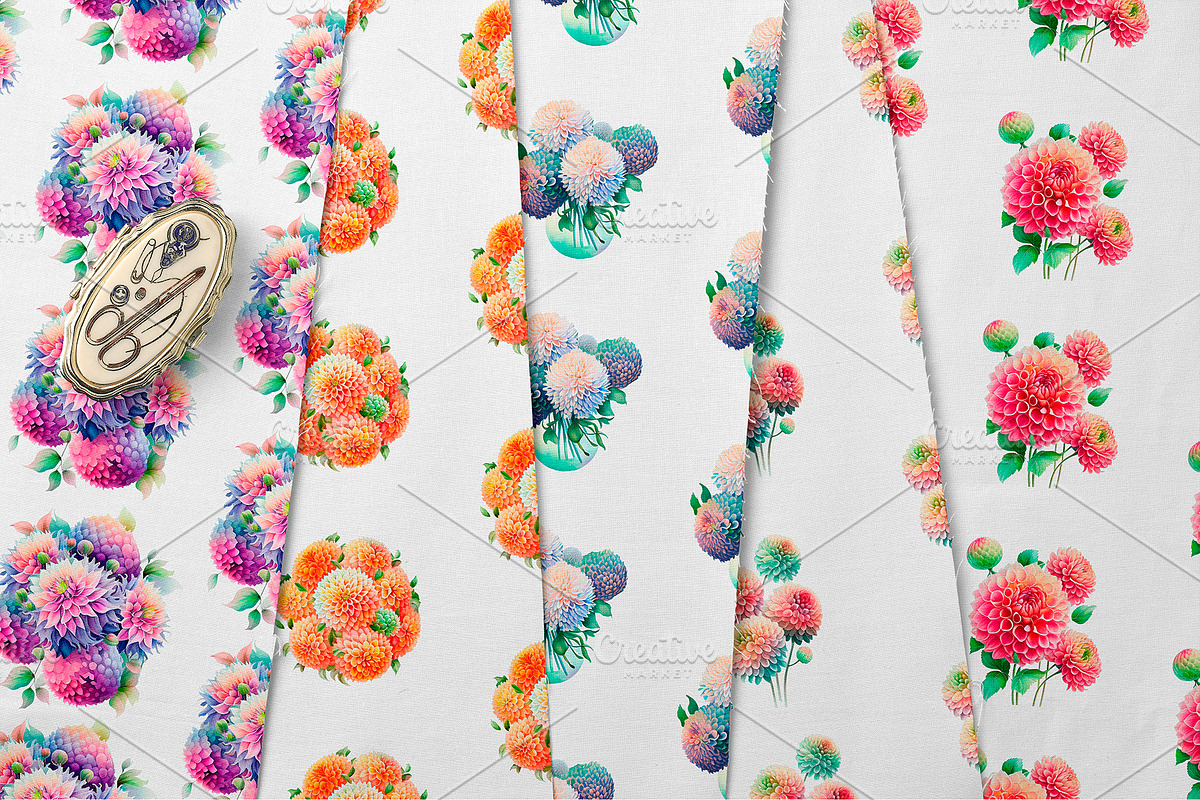 Watercolor Pompon Dahlia flower, a Card Template by Boo Guevara Shop (Photo 11 of 15)