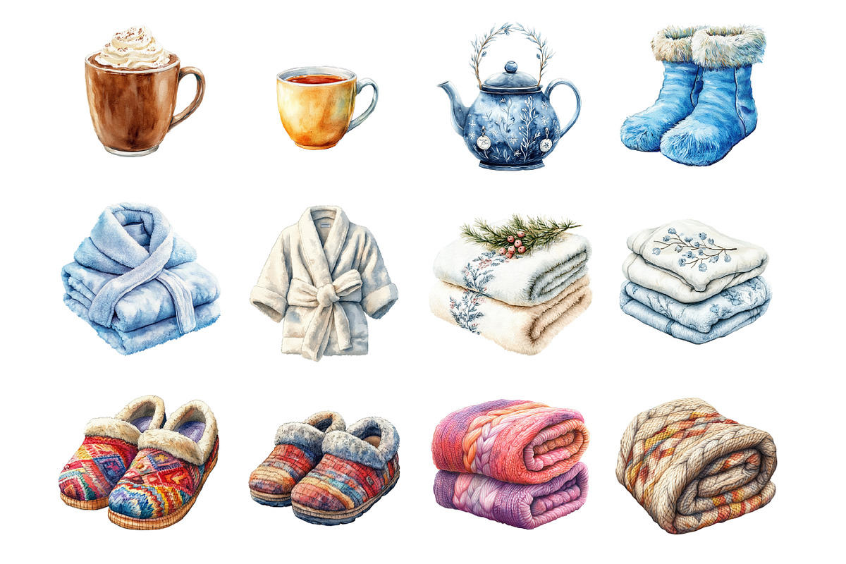 Cozy Winter Spa Watercolor, an Illustration by Design Market (Photo 4 of 4)