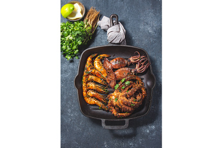 Grilled spimps, squids and octopus