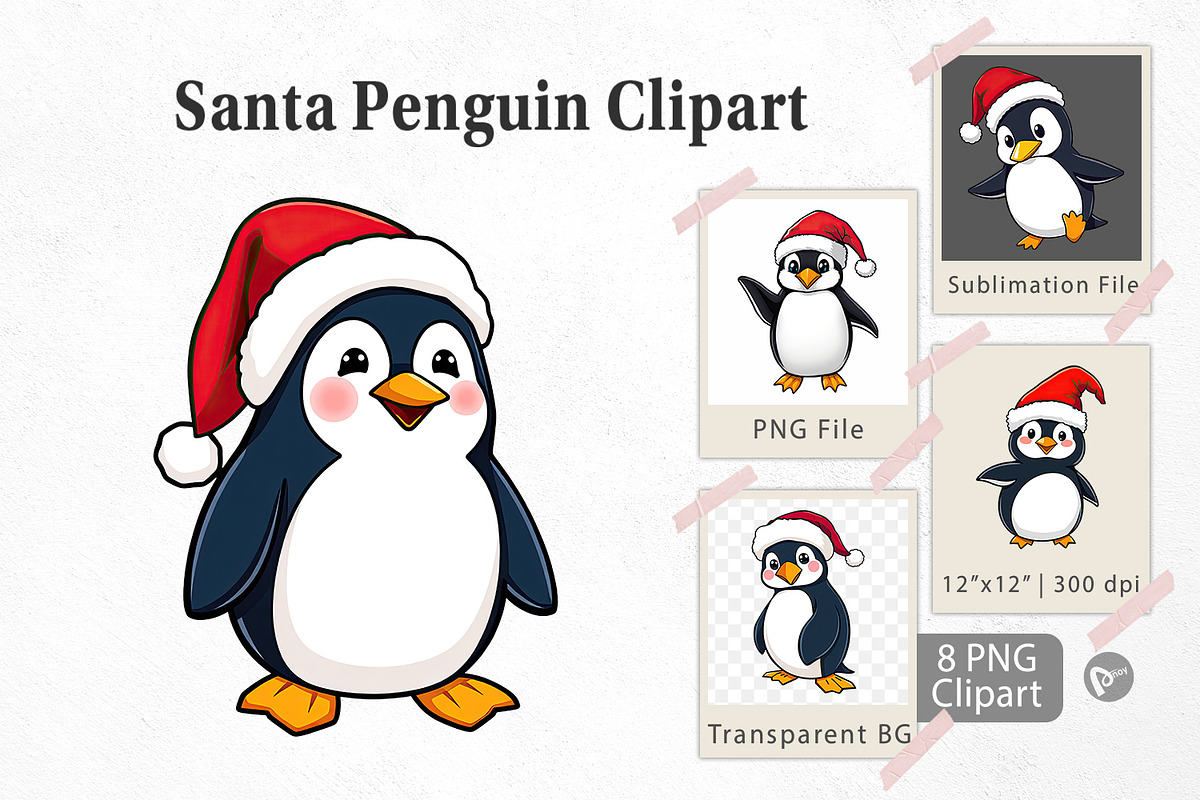 Santa Penguin Clipart, a Graphic by Artnoy (Photo 1 of 5)