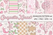 Coquette Christmas pattern set, a Pattern Graphic by @olga.angelloz (Thumbnail 1 of 2)