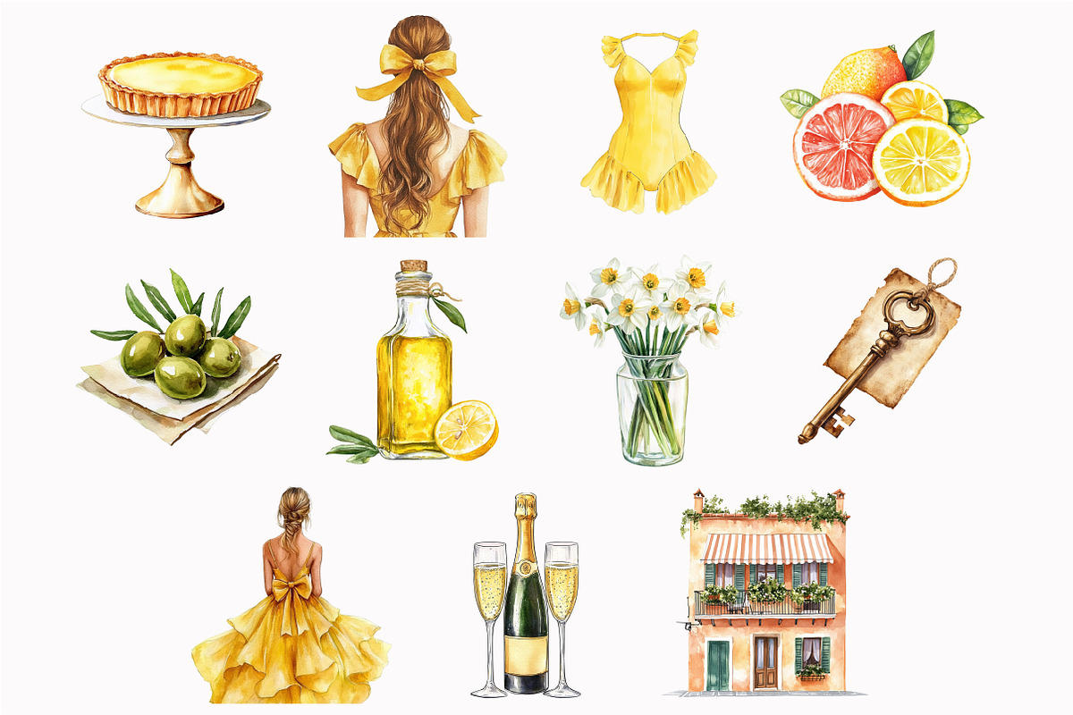 Watercolor Summer Aperitivo Clipart, an Illustration by Design Market (Photo 5 of 5)