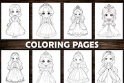 Beautiful Cute Princess Coloring Pag, a Person Illustration by Design Station (Thumbnail 2 of 5)
