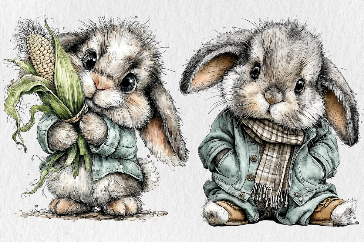 Farm Bunny Clipart, an Animal Illustration by Rose Art (Photo 3 of 6)