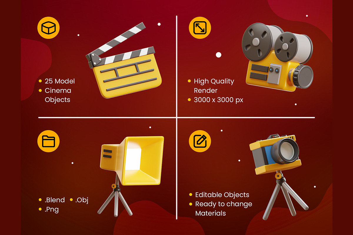 Cinema 3D Icons, an Object 3D Model by Rakata Studio (Photo 2 of 7)