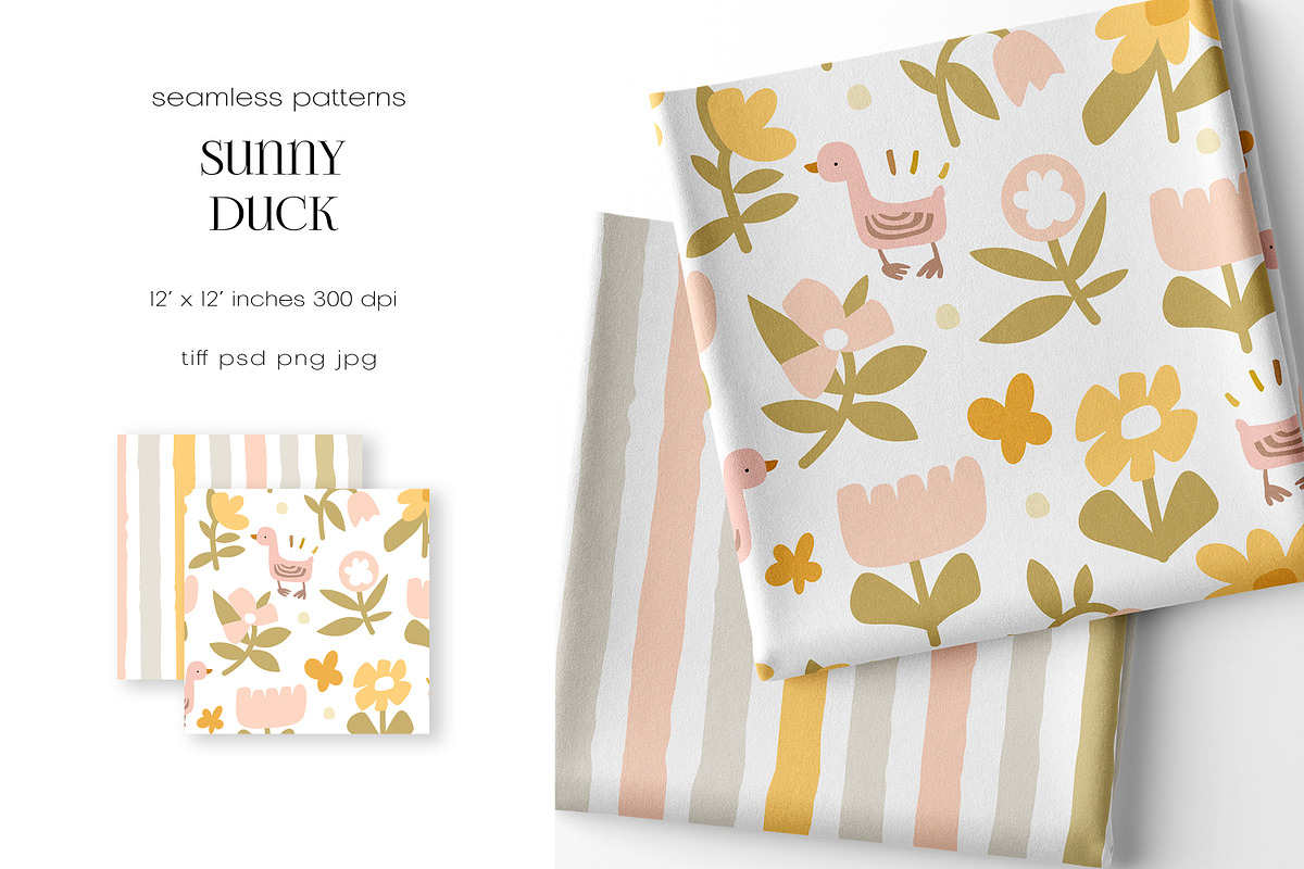 Sunny Duck Pattern Collection, a Pattern Graphic by PROTEA Watercolor Studio (Photo 7 of 8)