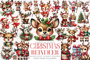 Cute Christmas Reindeer Clipart PNG, an Illustration by SinaCreation (Thumbnail 1 of 7)