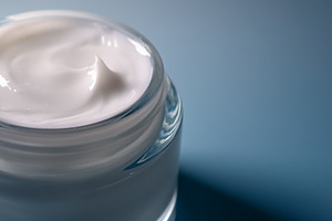 Skincare cream in a glass jar, a luxurious cosmetic product for facial beauty,, a Photo by Studio ANNA