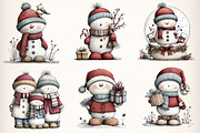 Whimsical Christmas Snowman Clipart, an Illustration by Dream Creation (Thumbnail 4 of 7)