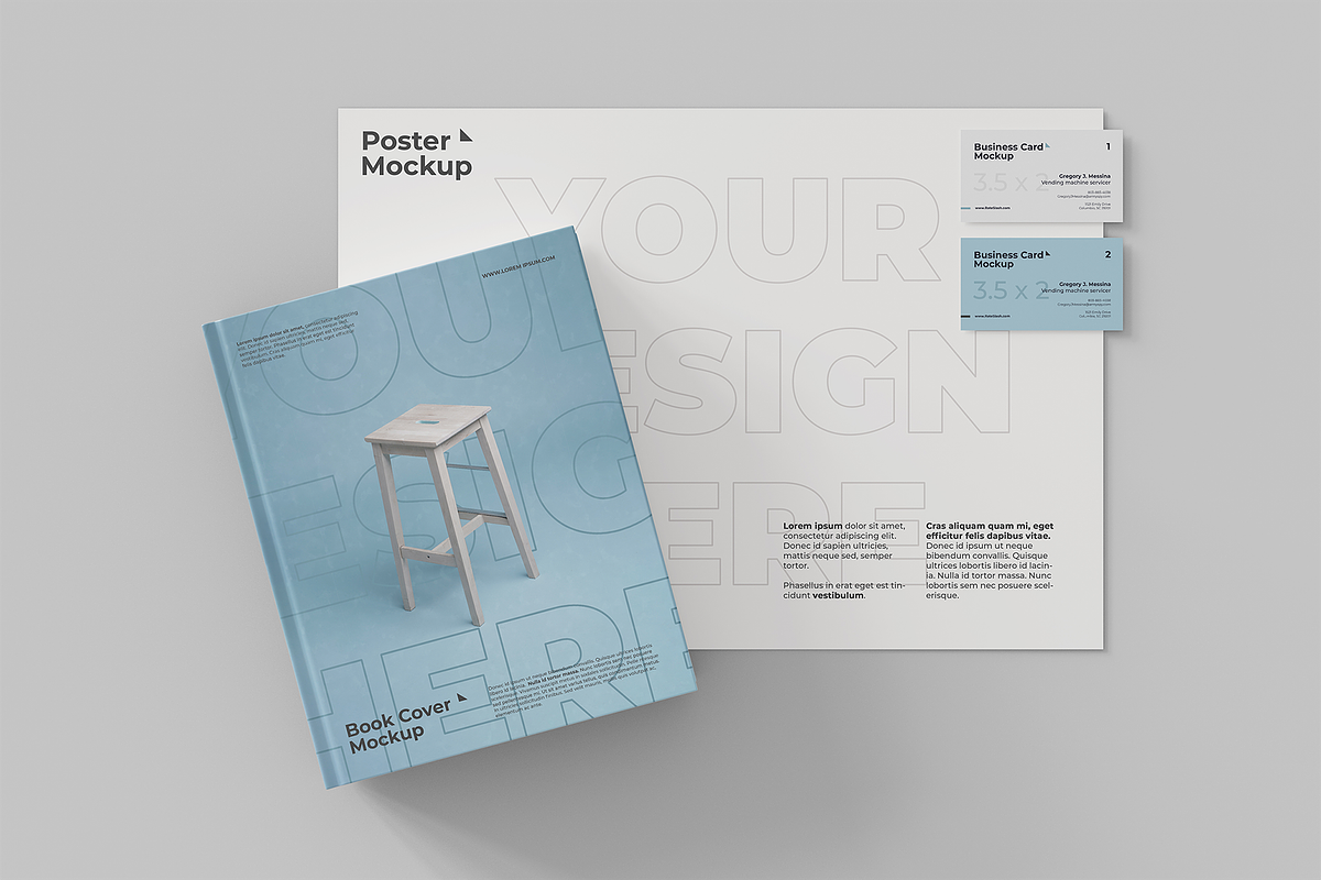 Book, Poster, Business Card Mockup, a Books & Magazine Mockup by Muhazdinata (Photo 5 of 5)