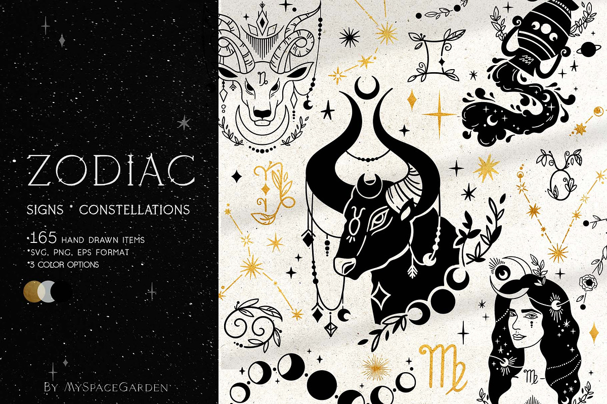 Mystical Zodiac constellations, an Illustration by My Space Garden (Photo 1 of 19)