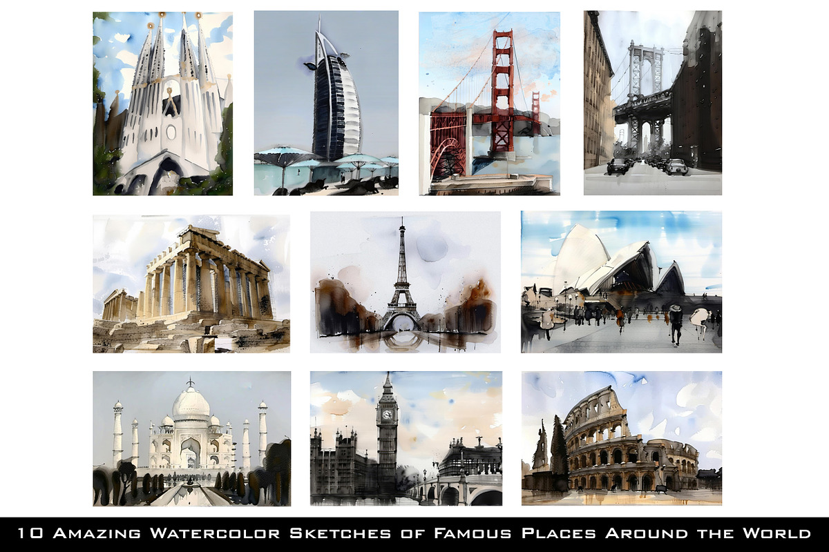 World famous places collection, an Illustration by SketchArtStudio (Photo 1 of 9)