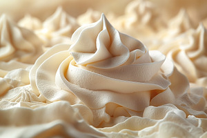 Close-up of creamy whipped topping, showcasing its smooth textur, a Food & Drink Photo by ImageMir