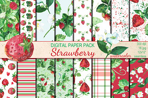 Watercolor Strawberry Patterns