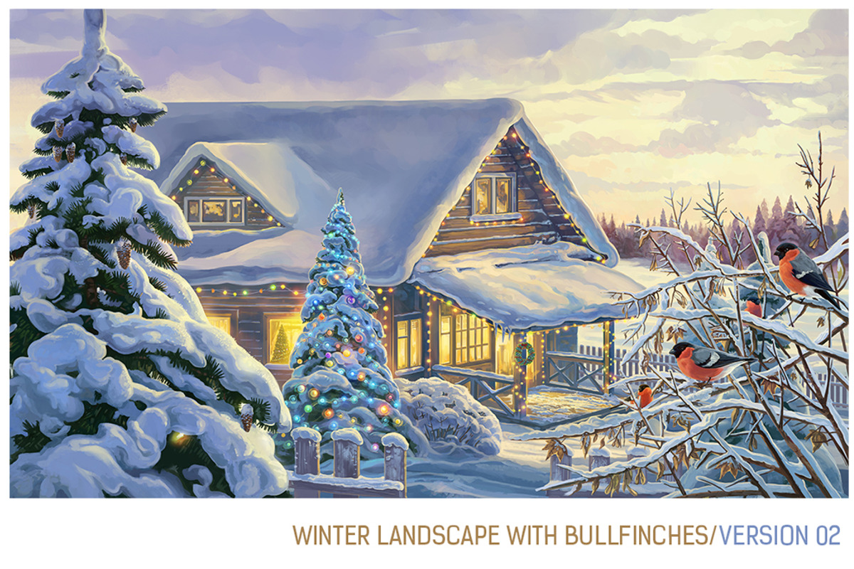 Winter Christmas landscape, a Decorative Illustration by Countryside life (Photo 3 of 8)