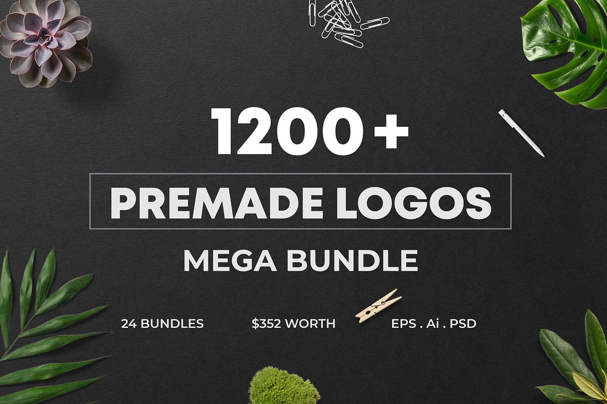 1200 Premade Logos Mega Bundle, a Branding & Logo Template by XpertgraphicD (Photo 1 of 60)
