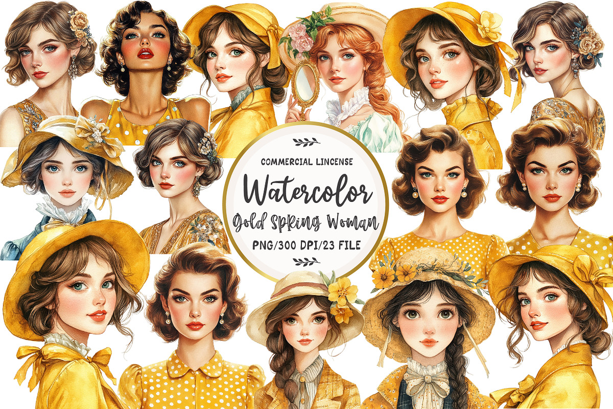 Gold Spring Woman Clipart, an Illustration by OK Design (Photo 1 of 5)