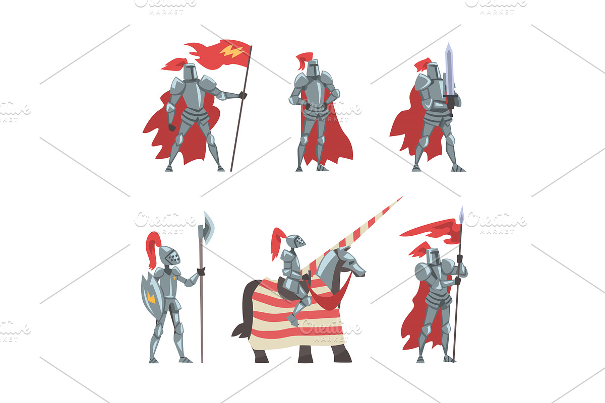 Armored Knights as Medieval Warrior, a Person Illustration by TopVectors