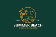 Summer beach logo linear badge, a Branding & Logo Template by Signatoro (Thumbnail 2 of 3)