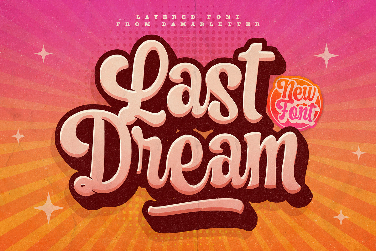Last Dream - Layered Font, a Script Font by Damarletter (Photo 1 of 10)