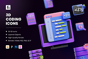 3D Coding Icons, a 3D by Flat Icons (Thumbnail 1 of 8)