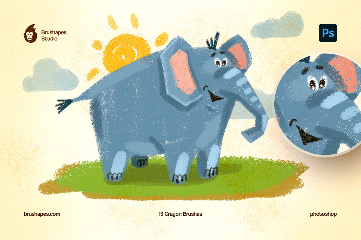 Joyful Crayon Photoshop Brushes, a Brush Add-On by brushapes.com (Photo 7 of 10)