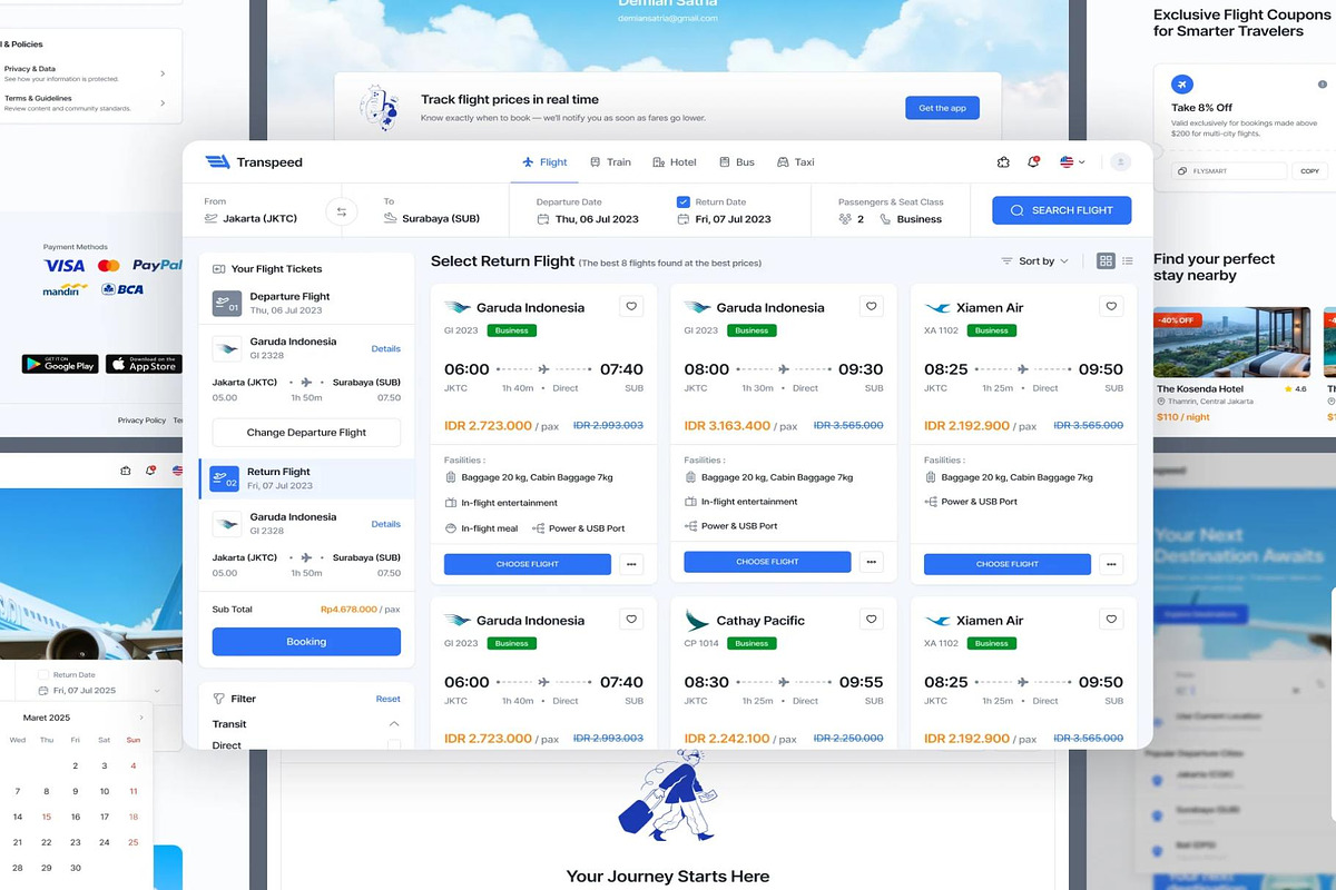 Flight Booking Website & Dashboard, an UI Kit Template by Creative Perspective (Photo 7 of 8)
