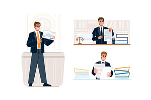 Lawyer advocate man working with, a Person Illustration by pikepicture