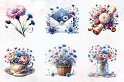 Bachelor Buttons Flower Cliparts, an Illustration by RobertsArt (Thumbnail 2 of 7)