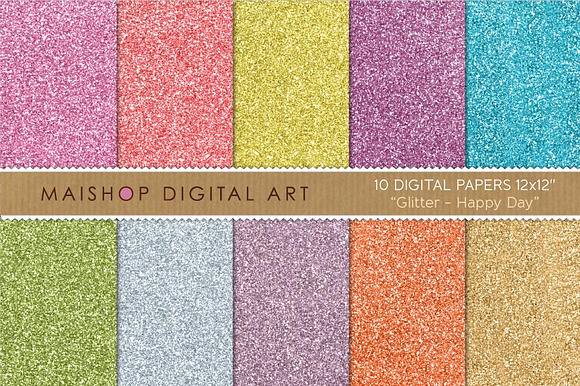 Digital Paper Glitter Happy Day preview 4