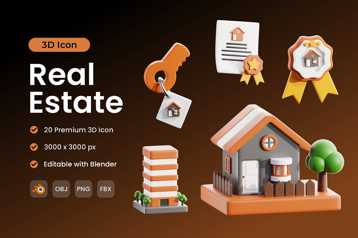 Real Estate 3D Icon Pack, a 3D by Home Studio (Photo 1 of 6)