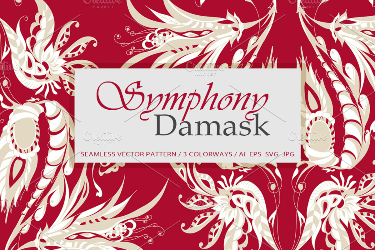 Symphony Damask, a Pattern Graphic by ilustrinna (Photo 1 of 7)